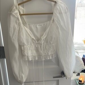 Women's White Puff Sleeve Top